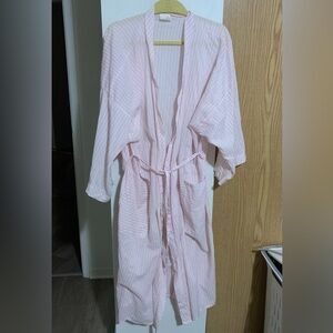 Avon Pink and White Striped robe